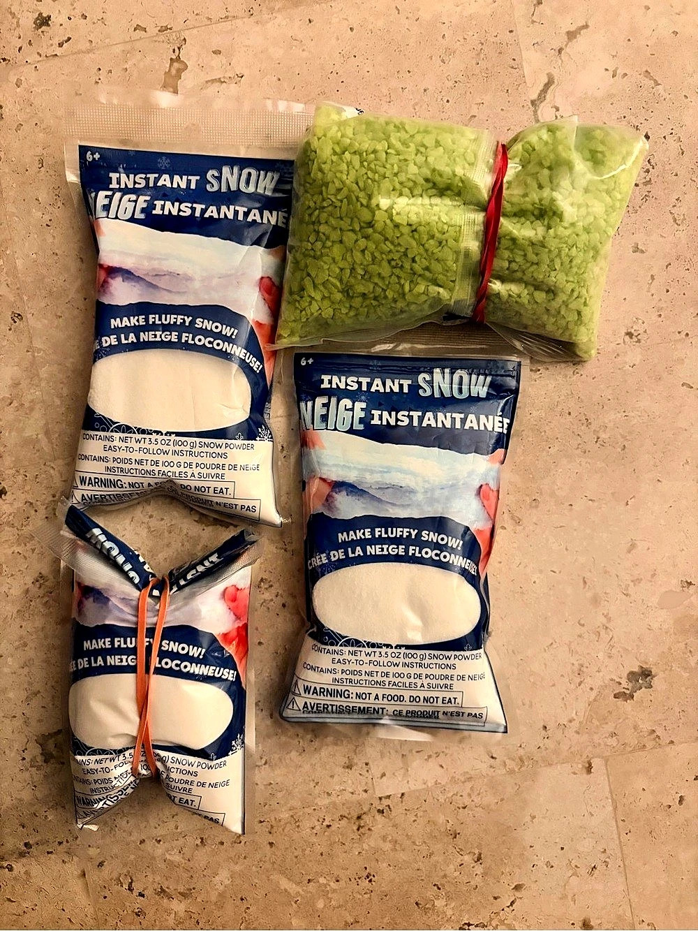 Instant Snow Holiday Decor White & Green rock decor/art material